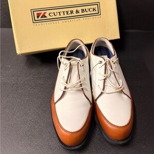 Cutter & Buck White and Brown Leather Golf Shoes